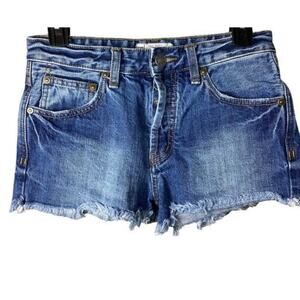 Free People Denim 5  Button Fly High Waist Jean Raw Hem Cutoff Shorts Size 24